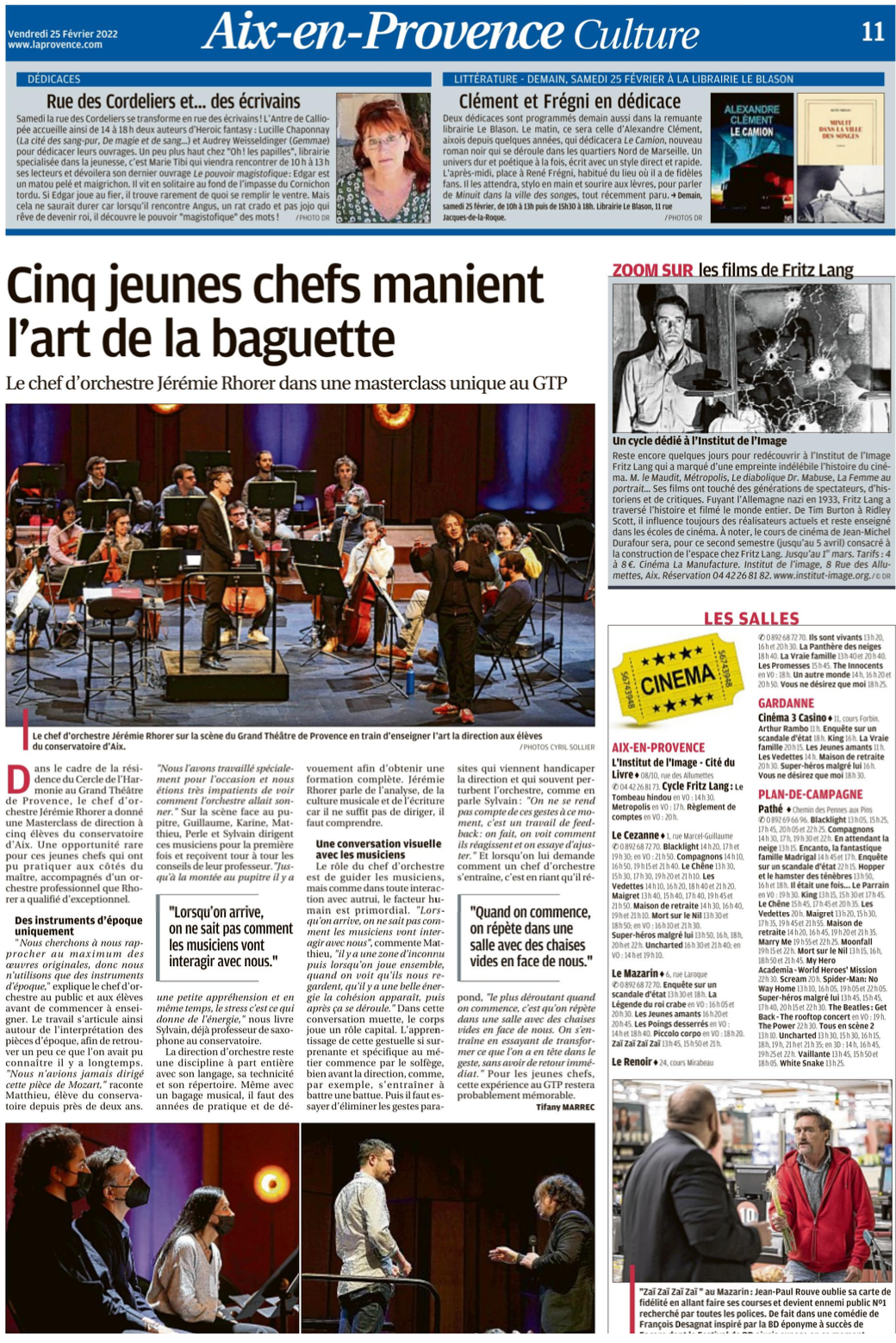La Provence - "Le chef d'orchestre Jérémie Rhorer dans une masterclass unique au GTP"